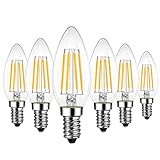 LVWIT Lampadine Filamento LED Attacco E14-7W Equivalente a 75W, 1055 Lumen, Colore Bianco Caldo 2700K, Forma a Candela C35, Stile Vintage Retrò, Non Dimmerabile, Confezione da 6 Unità